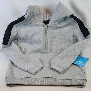 Pro Player Boys Gray Half-Zip Hoodie with Black Shoulder Panels
